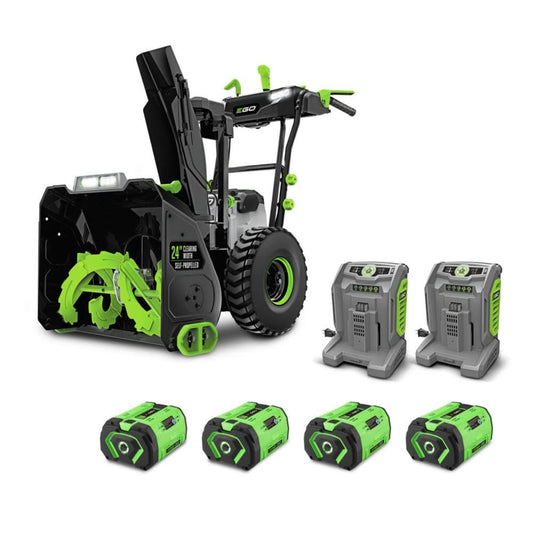 Ego Power+ Snow Blower 24" Self Propelled 2 Stage with Four 10 Ah Batteries